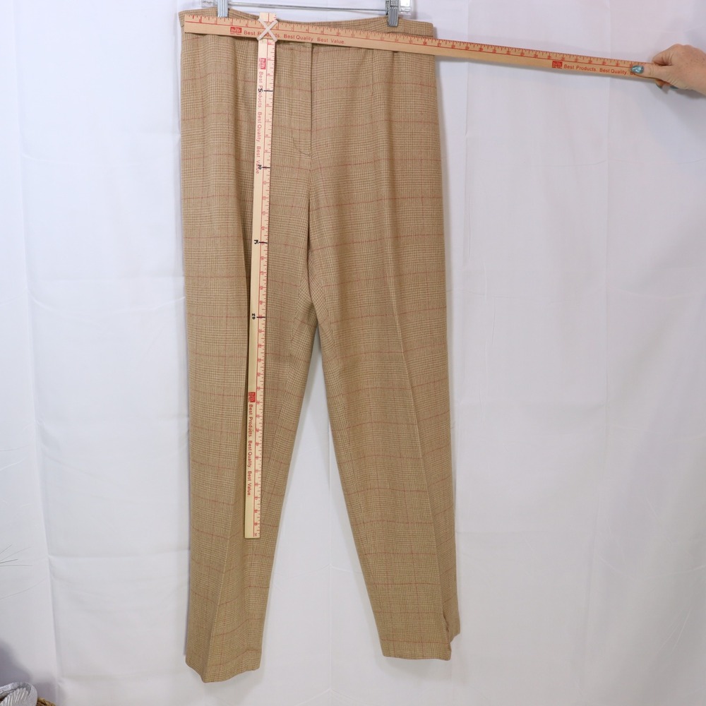 Gianfranco Ferre Forma Trousers 16 Beige Womens Wool Blend Plaid Pants - Picture 3 of 5